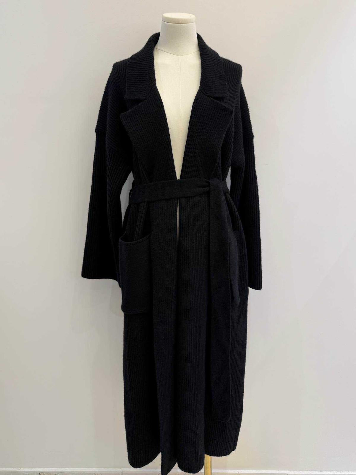 Manteau Long Noir Élégant Femme