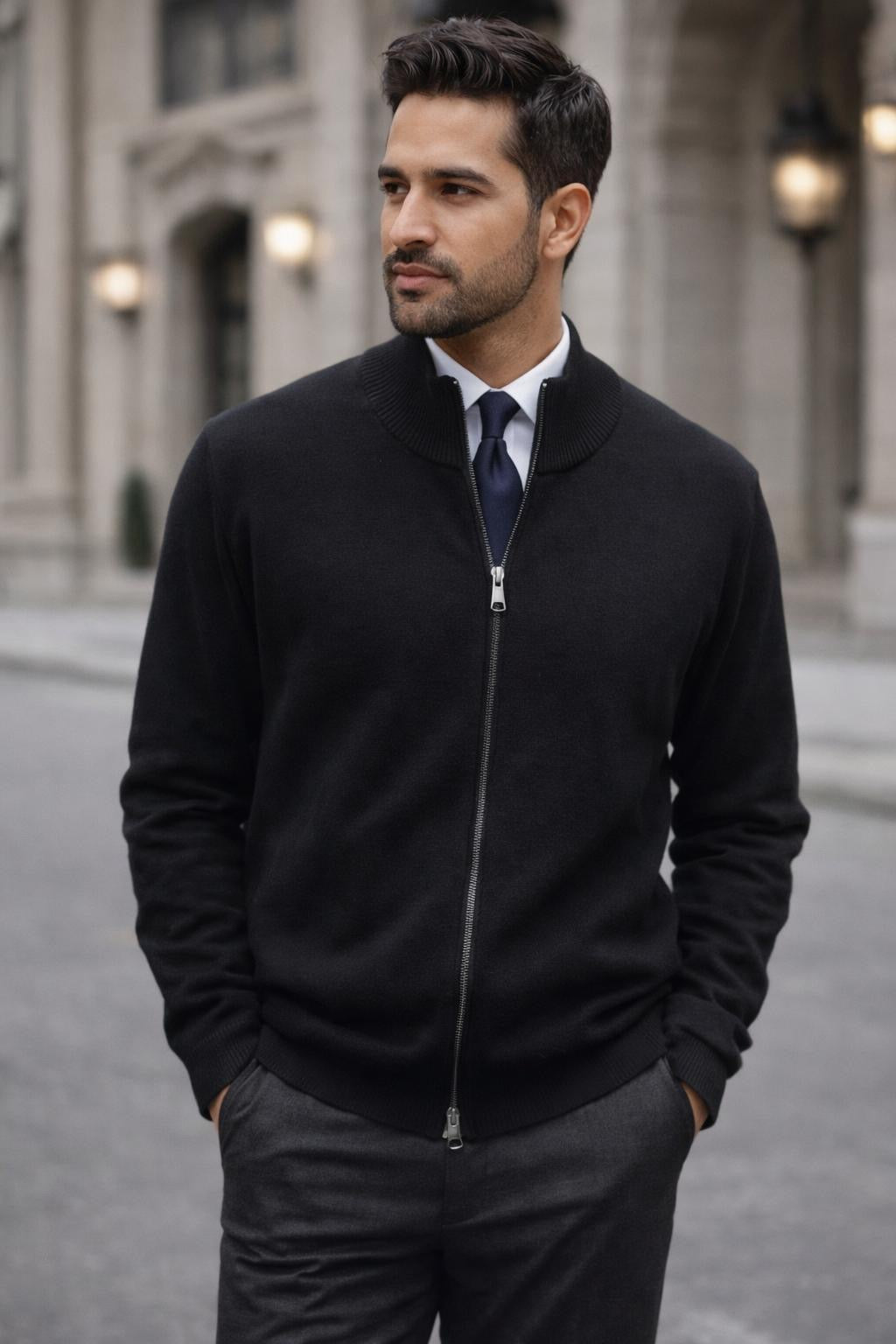 Gilet Noir Double Zip Moulant Homme