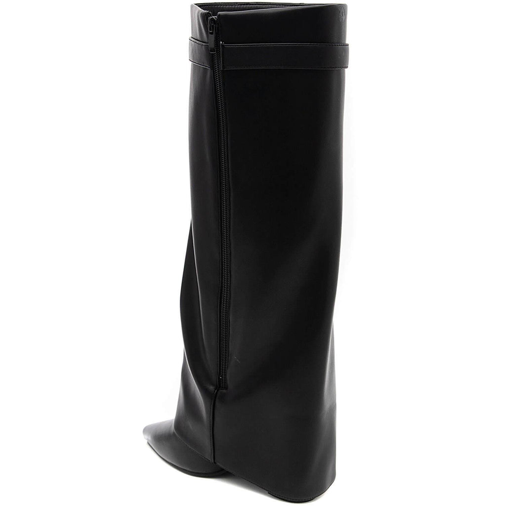 Bottes Hautes à Effet Guêtre avec Boucle Dorée – Noir