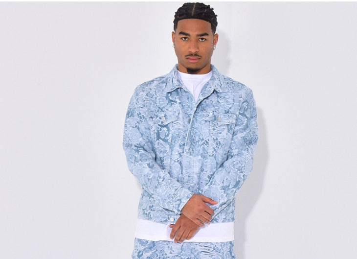 Veste en Jean Effilé Bleu Ciel