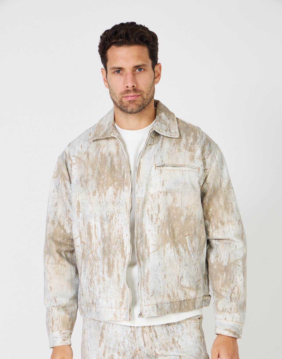 Veste Jean Beige Délavé