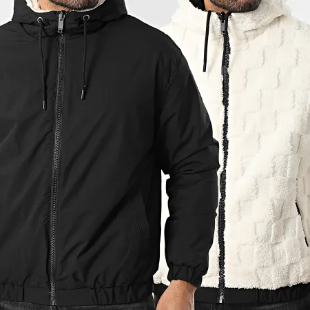 Veste réversible imperméable 2 en 1 blanc et noir