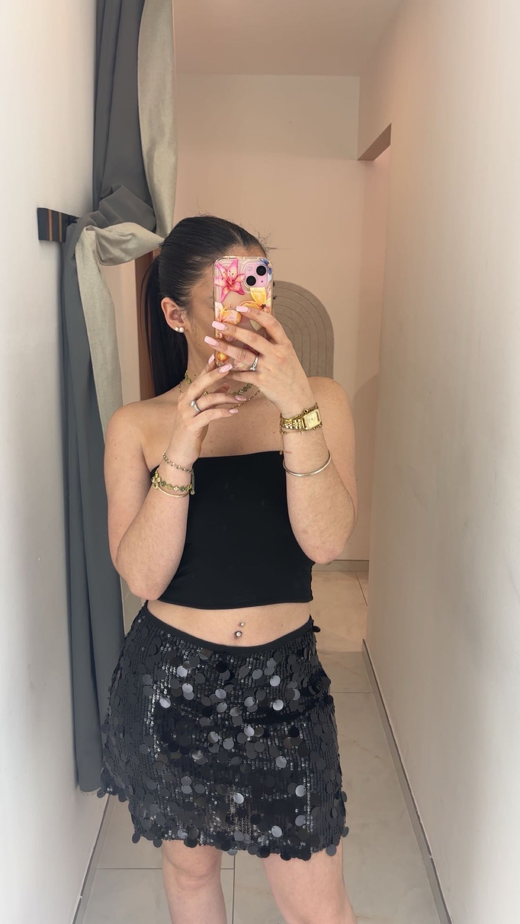 Black Sequined Skort