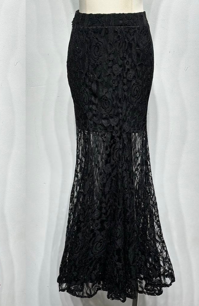 Jupe Longue Dentelle Noire Sirène