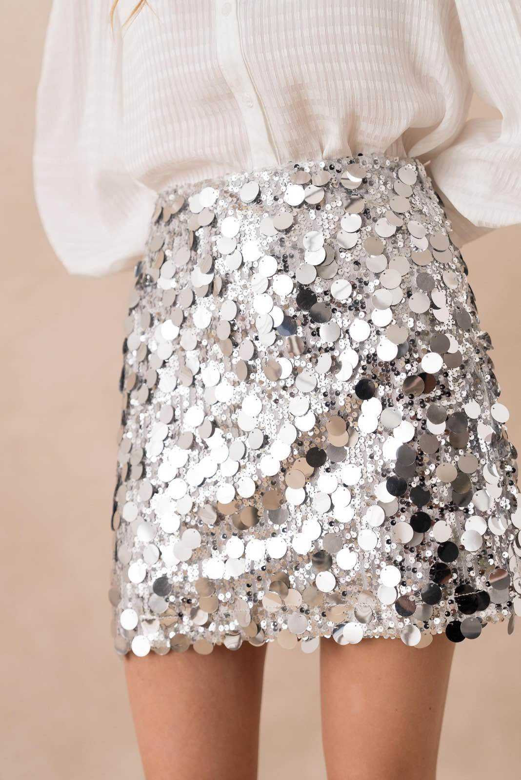 Jupe à Paillettes Argentée