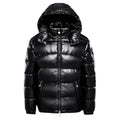 Shiny Black Puffer Jacket with Hood
