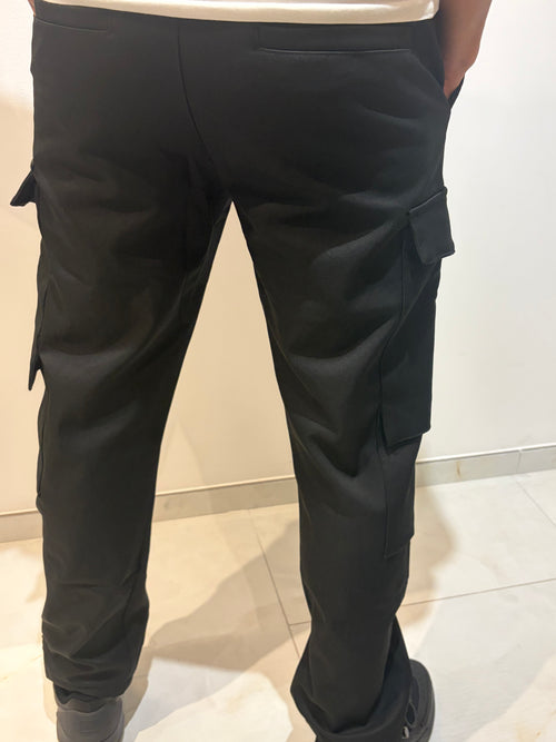 Black cargo pants in urban style