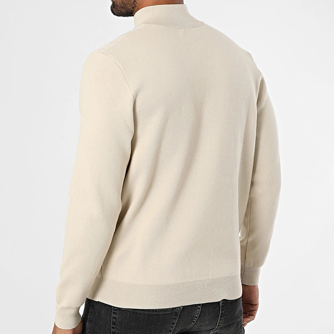Pull Demi-Zip Texturé Beige