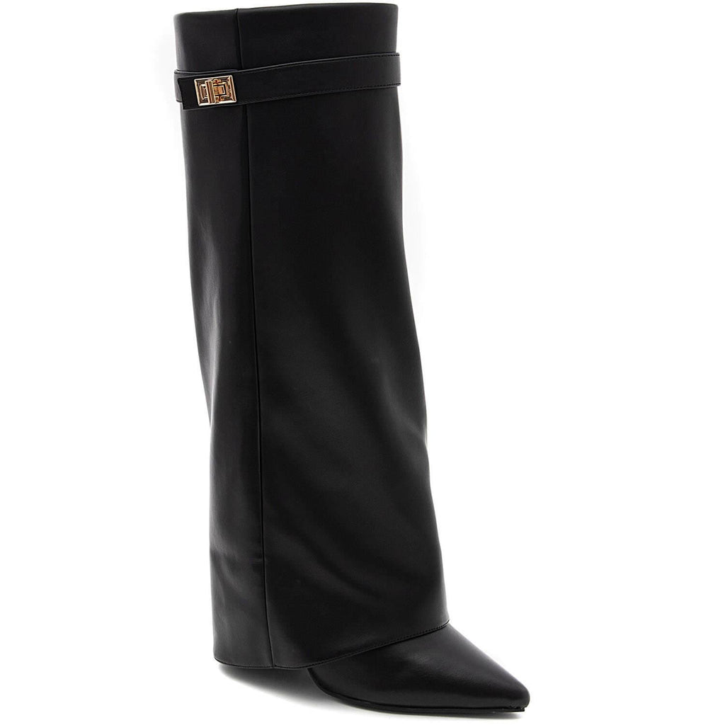 Bottes Hautes à Effet Guêtre avec Boucle Dorée – Noir