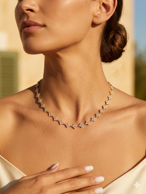 Collier «Jardin des Rêves» – Floral Multicolore Doré