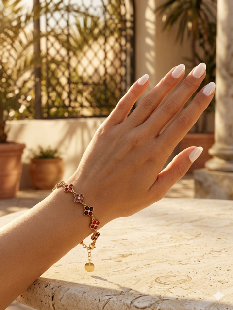 Bracelet «Jardin des Rêves» – Floral Multicolore Doré