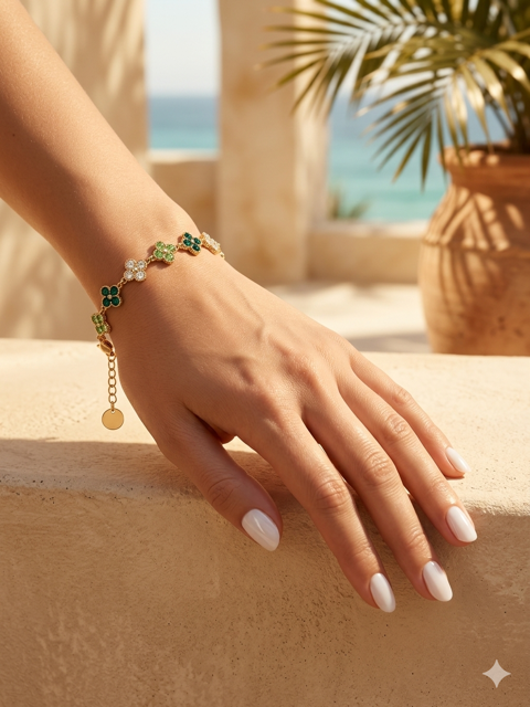 Bracelet «Jardin des Rêves» – Floral Multicolore Doré